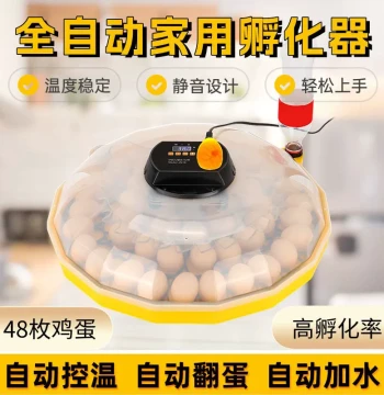 Jianong Fully Automatic Incubator, Home Mini Hatching Machine for Quail, Rutin Chicken, Duck, Goose, Small UFO Style 48-Egg Incubator