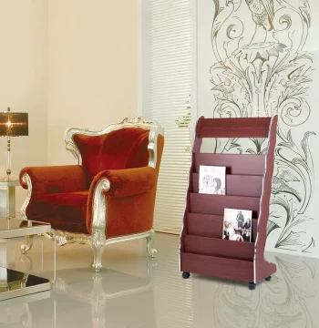 Dexing 6506 Wooden Magazine Rack - Freestanding Floor Book & Newspaper Display Stand