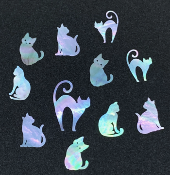 Cat-Shaped Mother-of-Pearl Inlay Pieces - White Butterfly Shell and Luminous Shell for Lacquerware and Art Inlays