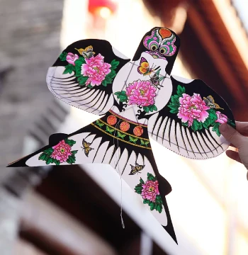 Chinese Retro Mini Paper Kite - Intangible Cultural Heritage Bamboo Frame with Gold-Foil Swallow Design, Easy to Fly