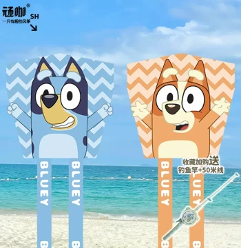 Bluey Children's Kite Fishing Rod Kite Breeze Easy Fly Simple Beginner Wind Resistant Park Square New Cartoon Design