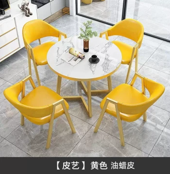 Luxury Negotiation Table and Chair Set for Coffee Shops, Bubble Tea Stores, Casual Meeting Tables, Compact Round Office Reception Tables
