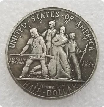 Handcrafted Retro Distressed Alloy Replica Prop, Antique-Style Craft, US Half Dollar Silver Commemorative Coin