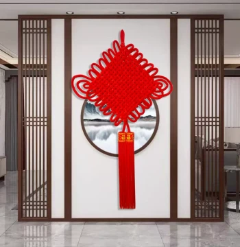 Premium Large Velvet Chinese Knot Wall Hanging for Living Room and Entrance - Handwoven Festive Decor