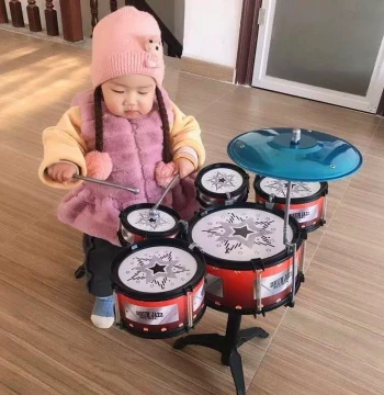 Kids' Drum Set Toy for Beginners, Large Simulated Jazz Drum Kit for Musical Development and Intelligence Building