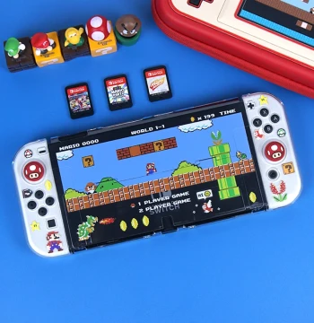 Original Nintendo Switch OLED Protective Case, Mario Storage Bag, Transparent Hard NS Protective Cover for Switch 2