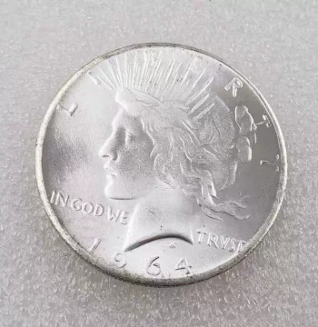 Handcrafted Vintage-Style Aged Alloy Replica Prop Craft, 1964 Peace Commemorative Silver Dollar, US Silver Coin