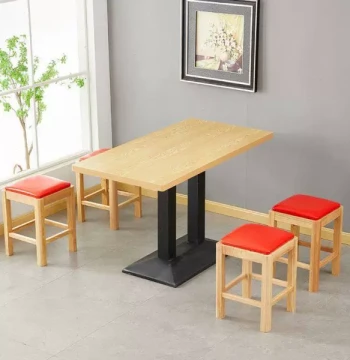 Commercial Dining Tables and Chairs for Fast Food, Snacks, Spicy Hot Pot, Cold Drinks, Desserts, Rice Noodles, Breakfast Restaurants, Solid Wood Stools and Rectangular Tables