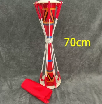 Rope-Linked Yao Ethnic Long Drum with Painted Design from Guangxi - Dance Prop for Students, Art Exams, and Performances