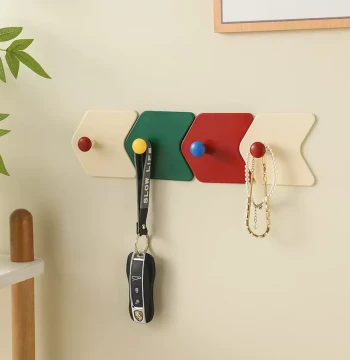 Dopamine Style Wall Hooks - No-Drill Adhesive Key Rack for Bathroom, Kitchen, or Behind Doors