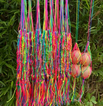 Dragon Boat Festival Colorful Rope Egg Pouches: Summer Start Dyed Egg Nets, Ready-Made Duck Egg Holders, March 3rd Double Egg Bags