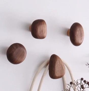 Creative Coat Hook, Black Walnut Wall Decor, Solid Wood Round Hook, Entryway Clothes Hook, Luxury Drilled Installation