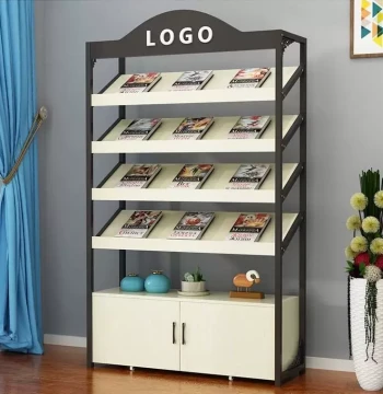 Wrought Iron Newspaper Rack Book Stand Data Holder Magazine Display Shelf Floor Standing Periodical Rack