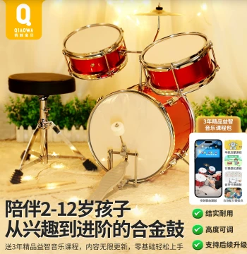 Kids' Alloy Drum Set for Beginners (Ages 3-12) - Professional Home Percussion Instrument & Birthday Gift