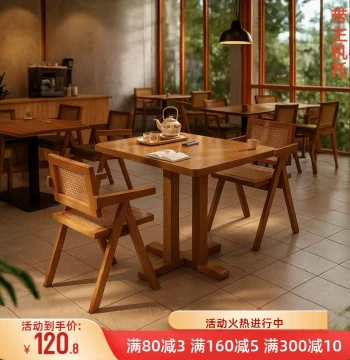 Modern Square Dining Table Set for Cafes and Snack Shops