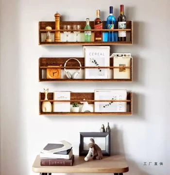 Wall-Mounted Vintage Magazine Rack 985 Solid Wood Newspaper Storage Shelf