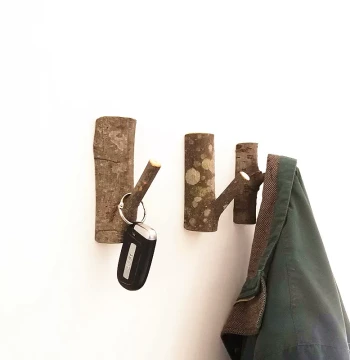 Creative Solid Wood Branch Wall Hook for Keys and Coats - No Drilling Required