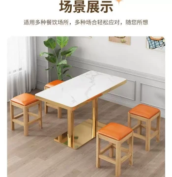 Solid Wood and Sintered Stone Table and Chair Set for Fast Food Shops, Cafes, and Canteens