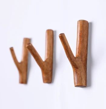 Nordic Country Retro Creative Branch Hook No-Drilling Solid Wood Adhesive Hook Pastoral Decor Wall Mount Twig Coat Hook