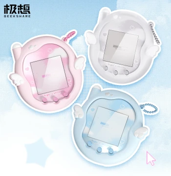 Jixiang Tamagotchi Uni Protective Case, Silicone Soft Creative Cartoon Cute Girl Drop-Proof Game Console Accessory with Stickers and Charms, Angel Whisper Series