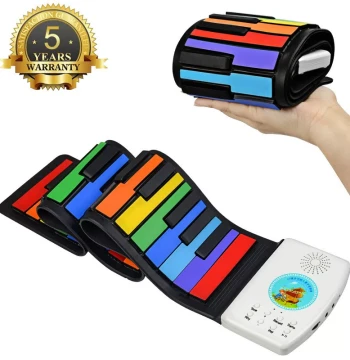 49-Key Roll-Up Piano for Kids, Portable Electronic Keyboard with Thickened Soft Silicone