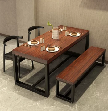 Industrial Style Vintage Solid Wood Dining Table Chair Set Restaurant Bar Lounge Iron Cafe BBQ Pub Restaurant Table