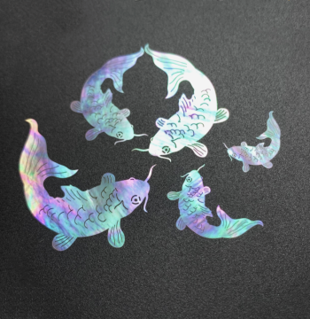 Koi Shell Inlay Pieces for Lacquerware - Traditional Mother-of-Pearl Embedding Materials