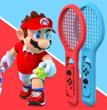 Nintendo Switch Mario Tennis Racket for NS OLED, Motion Sensing Game Controller Grip Accessories, Joy-Con Left/Right Handle Holder, ACE Mario Tennis Sports Badminton