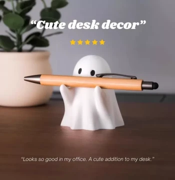 Creative Ghost Pen Holder Resin Desktop Decor for Halloween