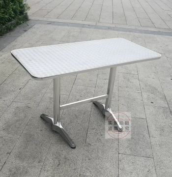 Balcony Long Table 1.2m Gathering Dining Table with Aluminum Legs - Stainless Steel Top Rectangular Table for Restaurant Chains