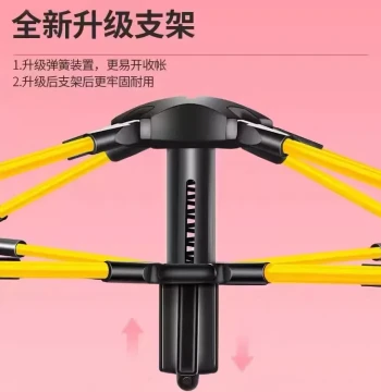 Fully Automatic Spring-Loaded Hexagonal Fiberglass Tent Pole - Yellow Rod Outdoor Vestibule Tent Support Frame for 2-4 Person