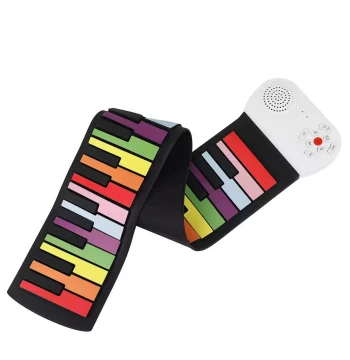 49-Key Roll-Up Piano with Speaker, Portable Foldable Electronic Keyboard, Rainbow Key Layout, Electric Piano for Children's Beginner Practice