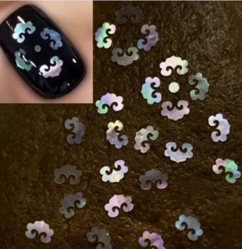 Ruyi Pattern Hollow Shell Inlay Pieces for Nail Art - White Butterfly Shell, Glow-in-the-Dark Shell for Urushi Lacquerware and Inlay Craft