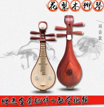 Professional Performance Liuqin with Double Resonance Box, Beginner & Exam Grade, Rosewood Liuqin Instrument +