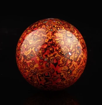 donguan Rhinoceros Skin Lacquer Ware, Natural Raw Lacquer Bead Bracelet, Single Bead Prayer Beads Necklace, Men's and Women's Accessory, Red Flame Black