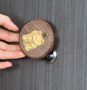 Walnut Peephole Cover: Magnetic Decorative Cap for Door Viewer Hole (Drill-Free Installation)