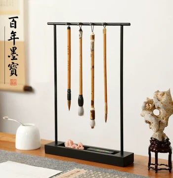 Official Hat Style Iron Brush Holder - Minimalist Modern Calligraphy Stand for Art Students