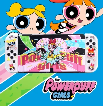Original Nintendo Switch 2 Protective Case - Transparent Powerpuff Girls Design for Switch OLED and NS2 Generation