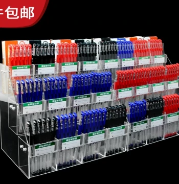 Supermarket Acrylic Display Stand with Price Tags - Tiered Pagoda Pen Holder for Stationery Stores (Pencils, Gel Pens)