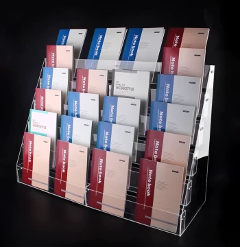 Acrylic Bookstand Pen Holder Shelf Organizer for Notebooks Journals Greeting Cards Suitable for Malls Supermarkets Convenience Stores