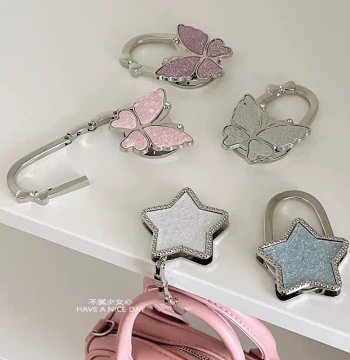 Creative Folding Bag Hook - Desktop and Tableside Bag Hanger, Portable Butterfly Design Foldable Hook