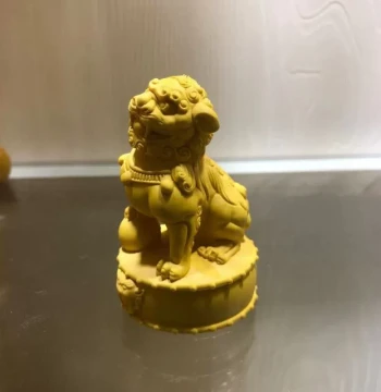 Thuja and Boxwood Carved Wealth Lion Seal - Handheld Ornament and Car/Home Decor