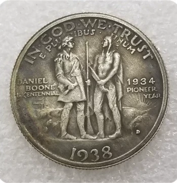 Handcrafted Vintage-Style Aged Alloy Replica Prop - Antique Craft, USA 1938-D Silver Dollar Commemorative Coin