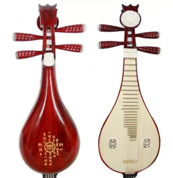 Professional Rosewood Liuqin with Red Sandalwood Bone Inlay for Ethnic Instrument Performance and Beginners