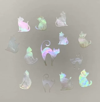 Kitten-Shape Mother-of-Pearl Inlay Sheets, White Butterfly Shell, Luminous Shell Pieces for Lacquerware, Lacquer Painting, and Art Inlay Materials