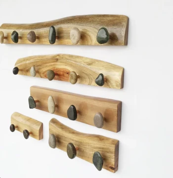 Creative Pebble-Shaped Solid Wood Wall Hook - Decorative Coat Rack for Bedroom and Living Room