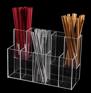 Acrylic Pen Display Stand for Stationery Shops - Clear Organizer for Gel Pens, Eyebrow Pencils & Cosmetics