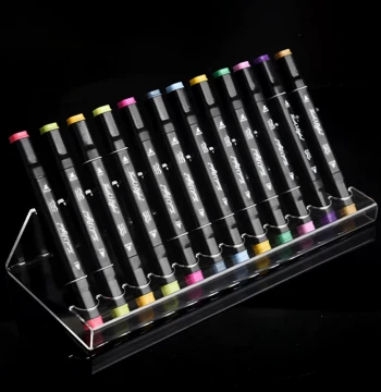 Premium Acrylic Marker Display Rack for Eyebrow Pencils, Paint Brushes, Gel Pens, Ballpoint Pens, Transparent Organizer, Fountain Pen Holder
