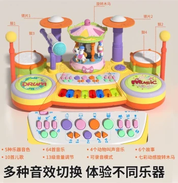 Kids' Drum Set Toy for Beginners - Home Musical Instrument for Boys & Girls Ages 1-8, Perfect Birthday Gift