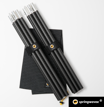 springwavee Carbon Fiber Tarp Pole - Lightweight Snap-Button Portable Tent Support Rod with Backpack Storage